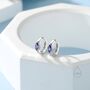 Sterling Silver Tiny Rhombus Amethyst Purple Cz Huggie Hoop, thumbnail 1 of 12