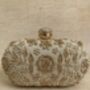 Gold Silk Oval Clutch Bag, thumbnail 3 of 9