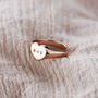 Personalised Handstamped Heart Signet Ring With Diamond, thumbnail 6 of 12