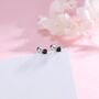 Tiny Black Cz Screw Back Earrings In Sterling Silver, thumbnail 1 of 11