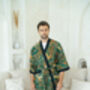 Men's Batik Kimono Robe In Green, thumbnail 4 of 7