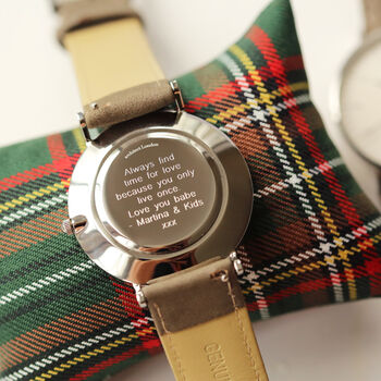 Men`s Personalised Minimalist Watch With Leather Strap, 4 of 5