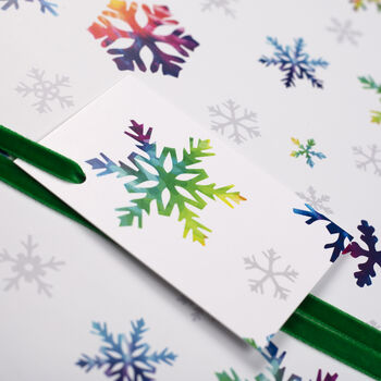 Luxury Snowflake Christmas Wrapping Paper Gift Tag Set, 5 of 8