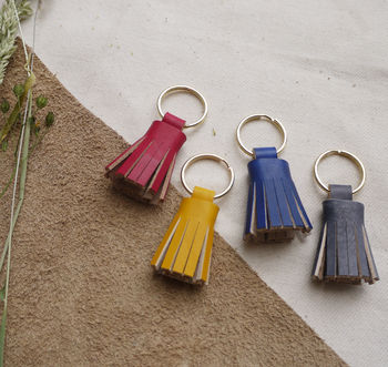 Leather Tassel Keyring With Pressed Personalisation, 4 of 7