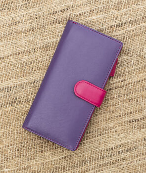 Purple And Multicolour Womans Leather Purse Wallet Rfid, 4 of 12