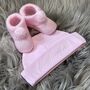 Baby Pink Embroidered Newborn Hat And Booties Gift Set, thumbnail 3 of 8