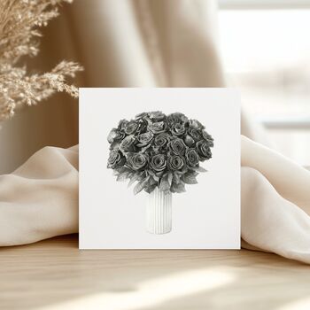 Monochrome Hand Drawn Bunch Of Roses Greeting Card, 3 of 6