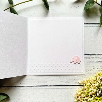 Handmade New Baby Card. Elephant Theme. New Baby Girl, 11 of 11