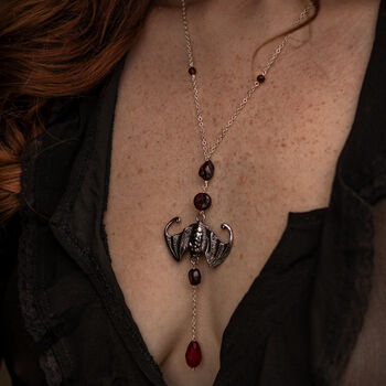 Red Garnet 'Bat Out Of Hell' Halloween Necklace, 2 of 4