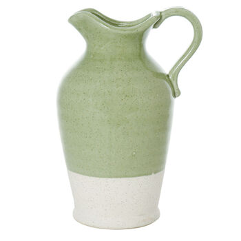 Green And White Dipped Ceramic Jug Vase, 2 of 9