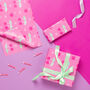 Pink Cherry And Heart Valentines Wrapping Paper, thumbnail 2 of 2