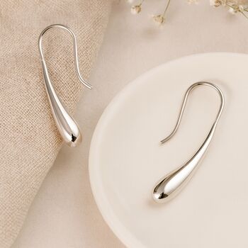 Recycled Sterling Silver Molten Teardrop Earrings – 25mm, 4 of 6