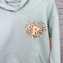 Girls Personalised Animal Print Heart Hoodie, thumbnail 2 of 2