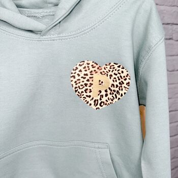 Girls Personalised Animal Print Heart Hoodie, 2 of 2