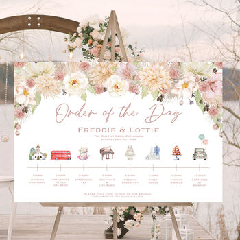 Wedding Order Of The Day Sign Boho Pampas Grass, 4 of 10