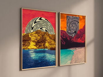 Colourful Spiral Landscape Art Print Set Of Two, 4 of 5