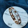 18ct Rose Gold Zircon Roman Number Cuff Bracelet, thumbnail 4 of 5