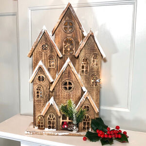 Christmas Wooden Large Light Up House By Pink Pineapple Home & Gifts