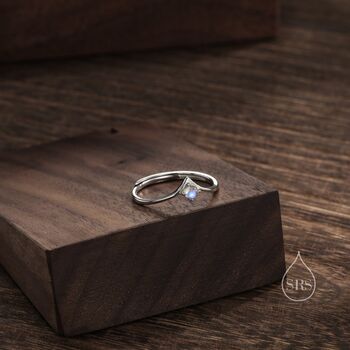 Minimalist Moonstone Chevron Ring In Sterling Silver, 2 of 10