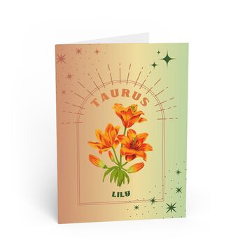 Taurus Zodiac Flower Card, 2 of 4