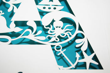 Personalised Name Paper Cut Picture Nautical Theme, 7 of 7