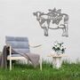 Rusted Metal Cow Garden Decor Cow With Flowers Art, thumbnail 4 of 10