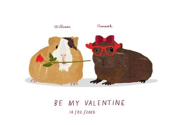 Personalised Valentine Guinea Pig Couple Print, 2 of 3