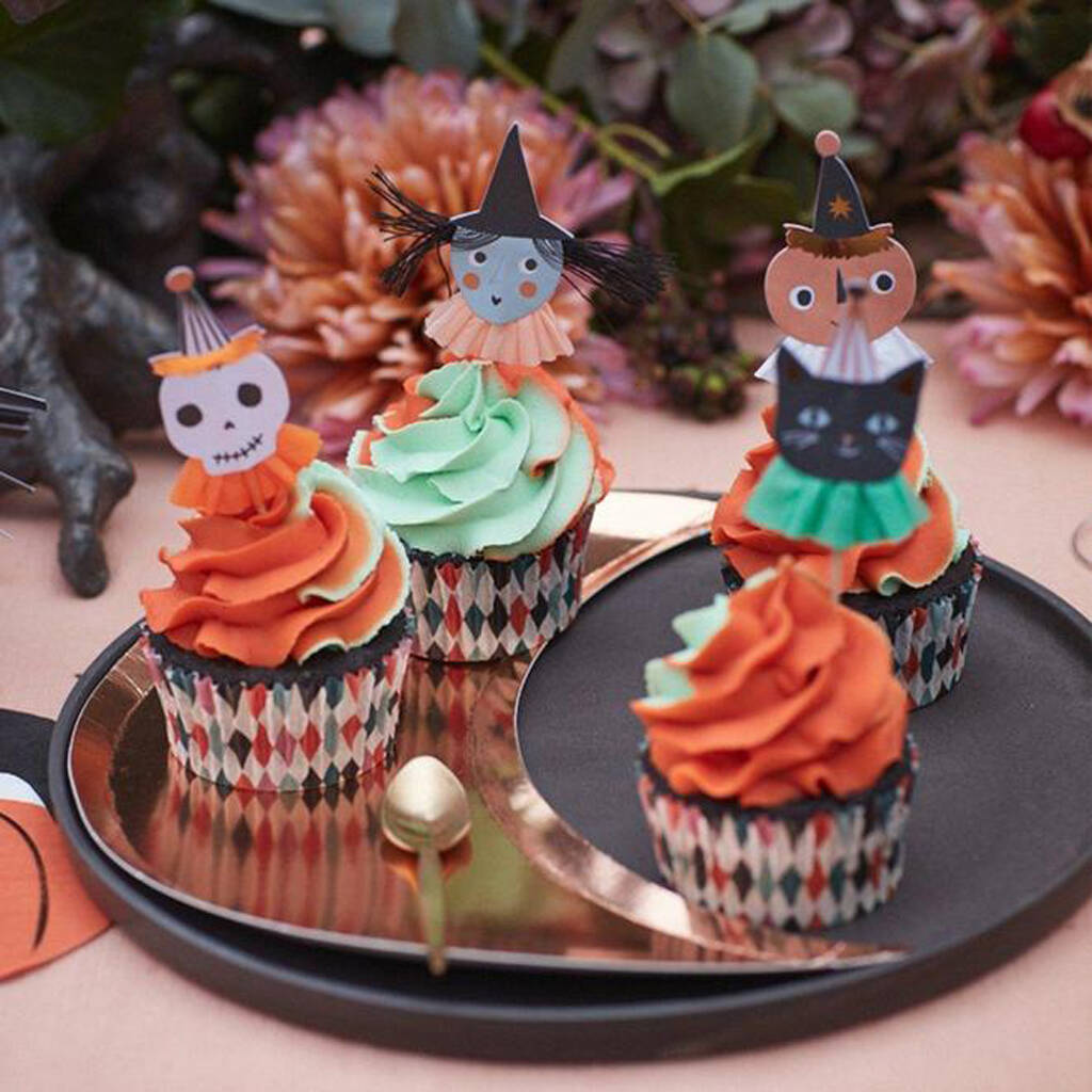 Set Of 24 Halloween Vintage Characters Cupcake Toppers, 1 of 2