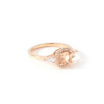 Rose Gold Plated Morganite Cushion Cut Vintage Ring, 2 of 3