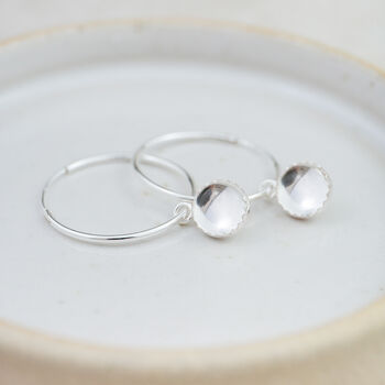 Sterling Silver Large Gemstone Hoop Earrings, 5 of 12