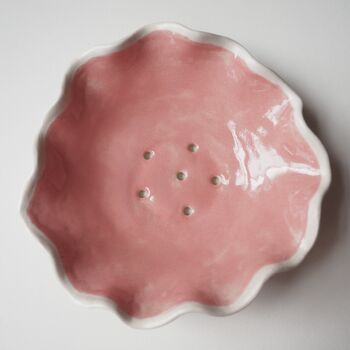 Handmade Pink Ceramic Curvy Soap Dish, 3 of 12