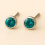 Sterling Silver December Blue Topaz Birthstone Stud Earrings, thumbnail 1 of 4