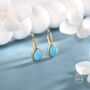 Sterling Silver Pear Cut Turquoise Stone Drop Hook Earrings, thumbnail 2 of 12