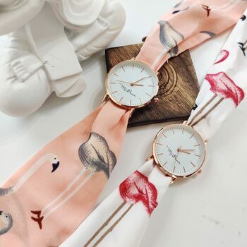 Peach Colour Women Cotton Strap Tie Wristwatch, 6 of 7