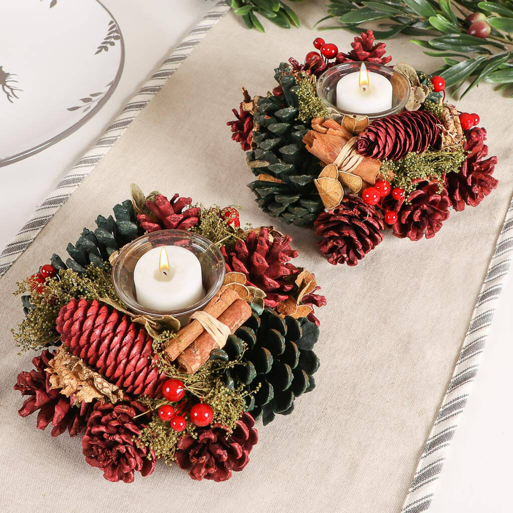 Set Of Two Forest Flurry Christmas Tea Light Holders, 1 of 10