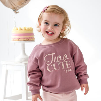 'Two Cute' Embroidered 2nd Birthday Personalised Sweatshirt Jumper, 2 of 6