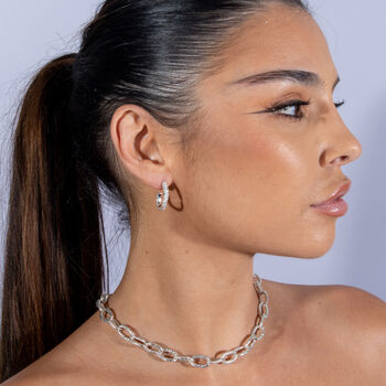 925 Sterling Silver Designer Linked Hula Necklace, 6 of 7