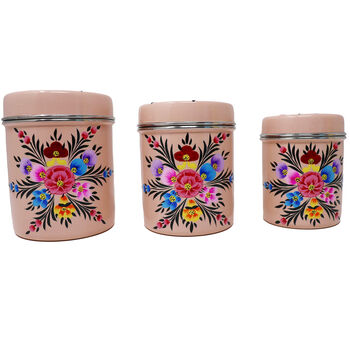 Hand Painted Tea Coffee Sugar Canister Trio, 3 of 8