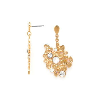 Drop Earrings In Gold Plated And White Crystal, 2 of 2