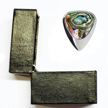 Titanium And Green Abalone Guitar Pick + Gift Box, 2 of 8