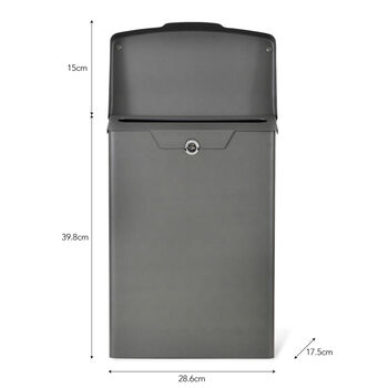 Outside Steel Lidded Post Box In Charcoal Grey, 2 of 3