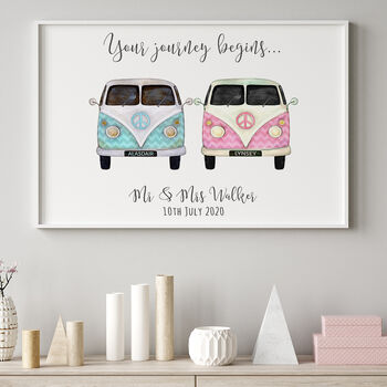Personalised Wedding Print With Camper Vans, 4 of 7