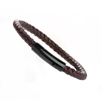 Personalised Men's Woven Brown Leather Bracelet, 7 of 9