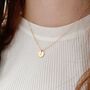 Tiny Gold Initial Disc Necklace, thumbnail 1 of 2