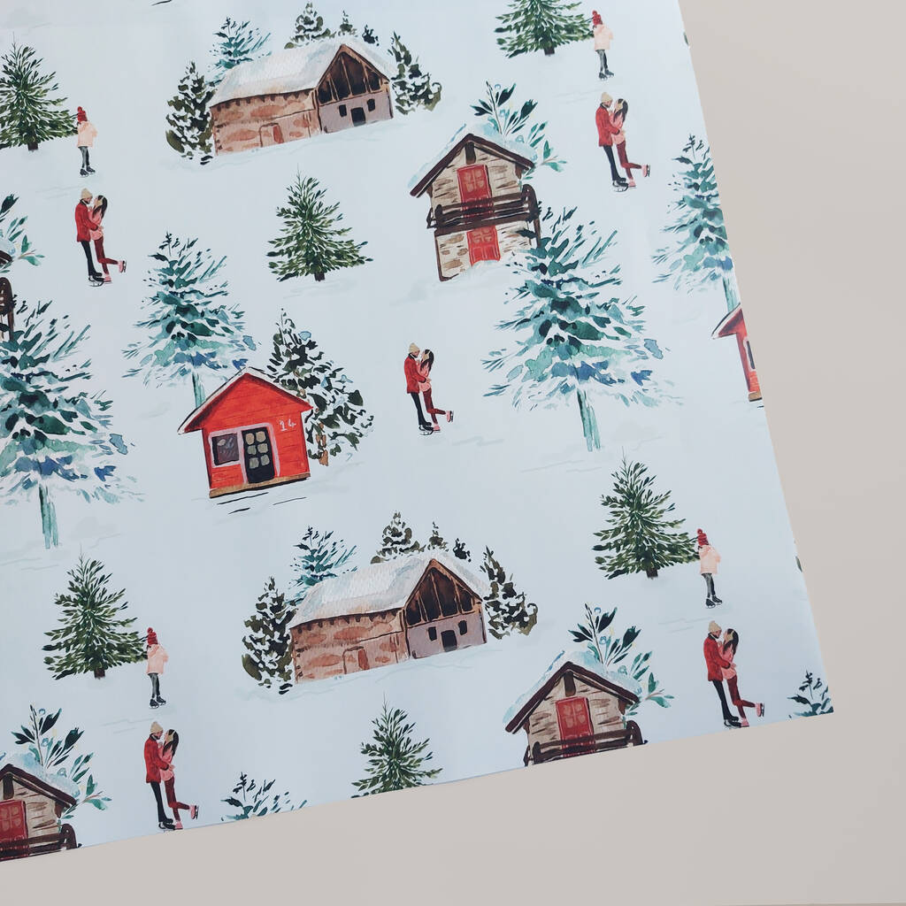 Ski Chalet Christmas Gift Wrap, 1 of 3