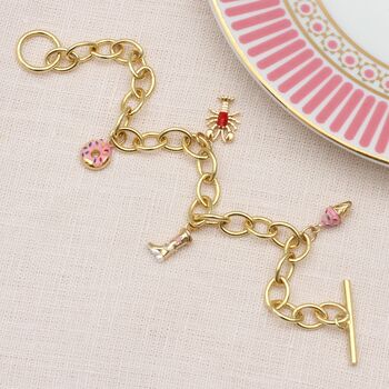 Gold Plated And Enamel Charm Bracelet, 3 of 7