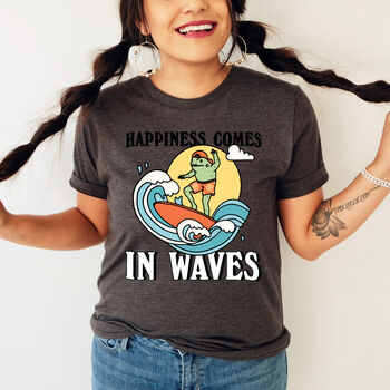 'Happiness Comes In Waves' Frog Surf Shirt, 3 of 9