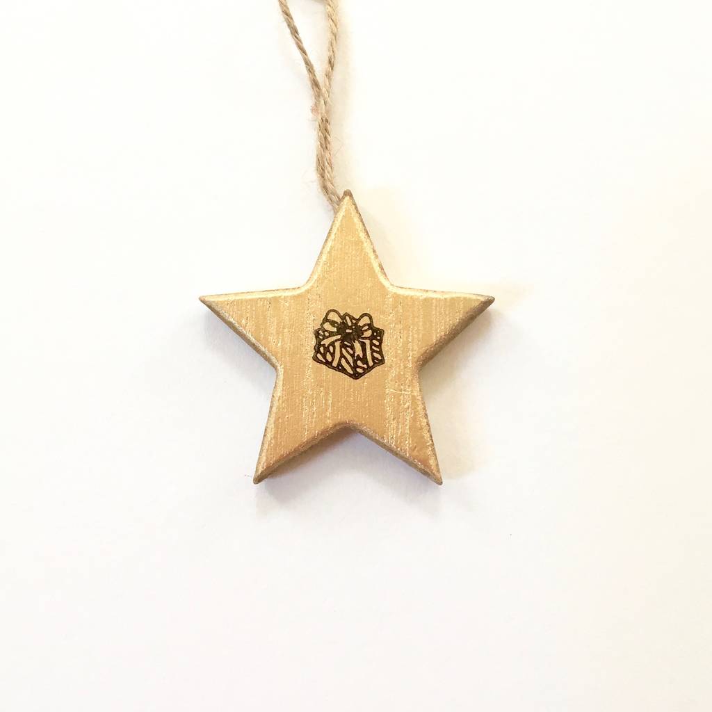 Gold Wooden Star Hanging Christmas Decoration By Chapel Cards ...