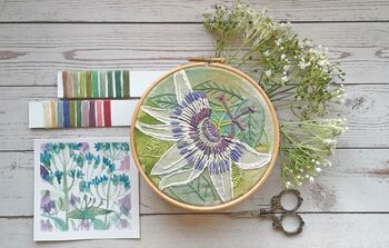 Passionflower Hand Embroidery Pattern Set, 4 of 5