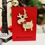 Personalised Reindeer Bauble Christmas Card Wooden, thumbnail 2 of 9